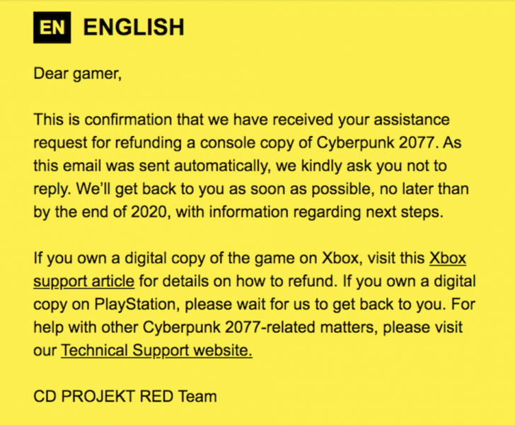 CDPR revises PlayStation Cyberpunk 2077 cashback offer

